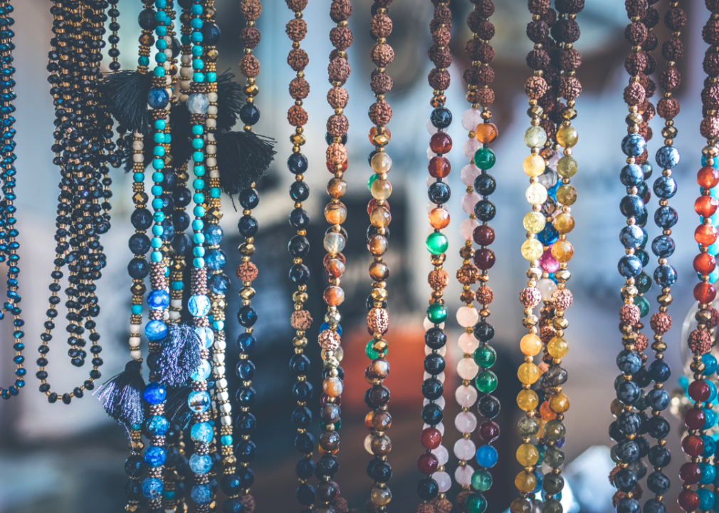 Beads hanging on display