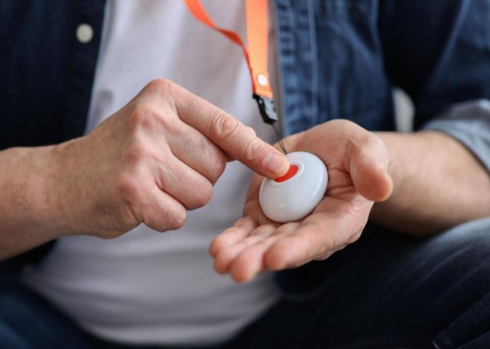 pressing a panic button